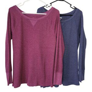 LOT of Old Navy Women's Long Sleeve Waffle Knit Tops XL Purple & Blue Set